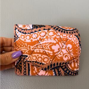 Vera Bradley Quilted Mini Wallet Card Case Paisley RFID Snap